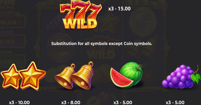 sticky coin hold the spin paytable 1 paytable