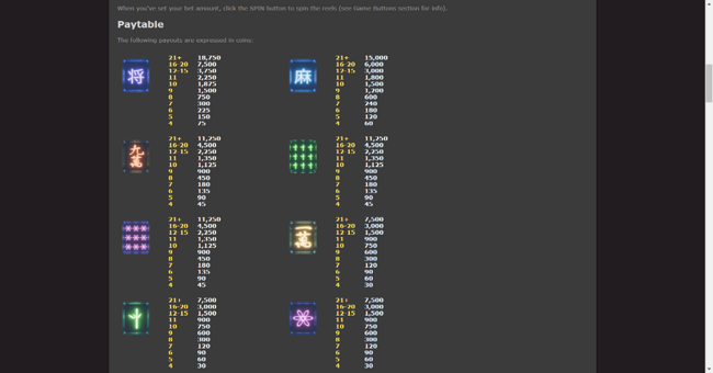 street mahjong paytable 5 paytable