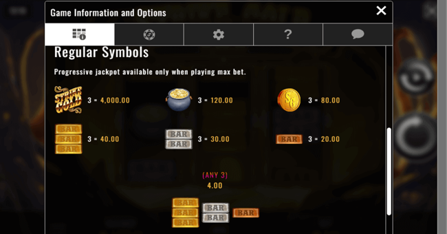 strike gold paytable paytable