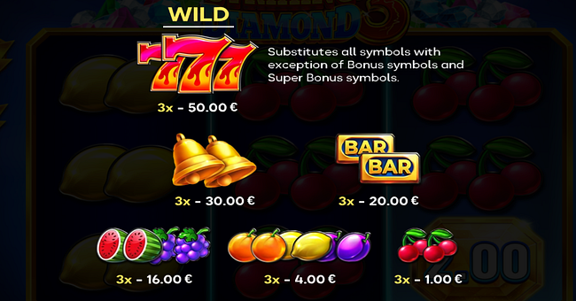 striking diamond 3 3x3 running wins paytable paytable