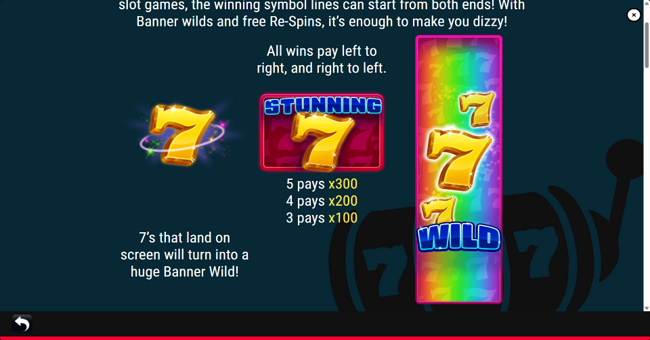 stunning 7 paytable 1 paytable