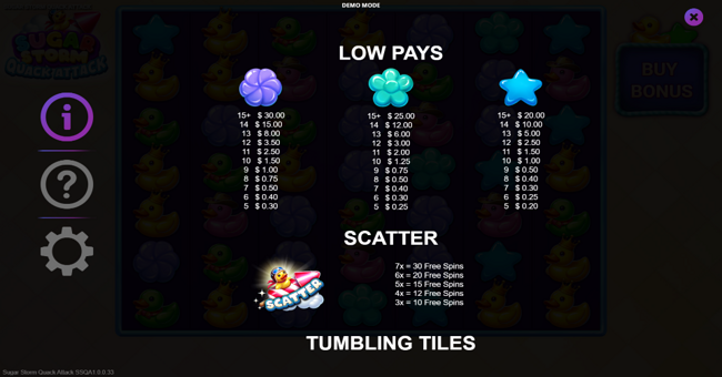 sugar storm quack attack paytable 2 paytable