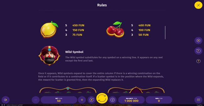 sultans diamond paytable 2 paytable