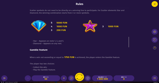 sultans diamond paytable 3 paytable