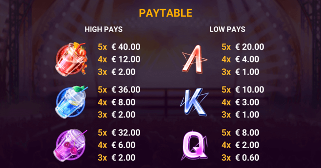 summer jam paytable paytable