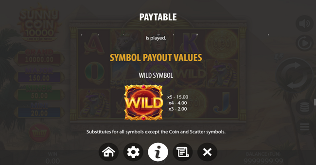 sunny coin 10000 paytable 1 paytable