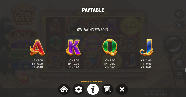 sunny coin 10000 paytable 4 paytable