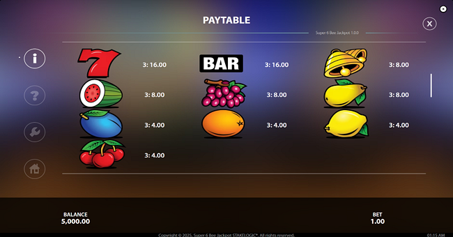 super 6 bee jackpot paytable paytable