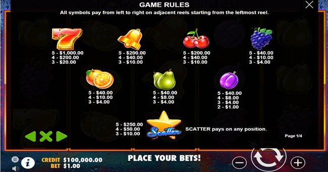 super 7s paytable paytable