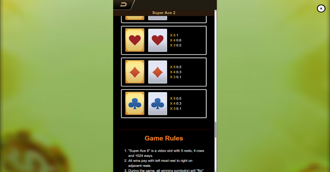 super ace 2 paytable 2 paytable
