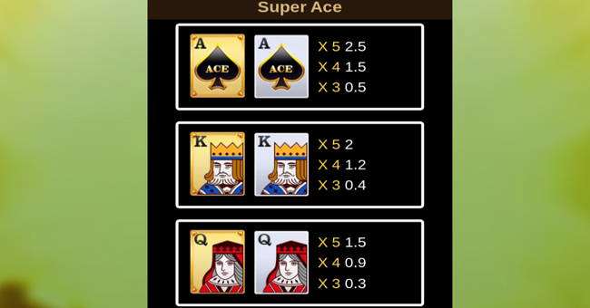 super ace paytable 1 paytable
