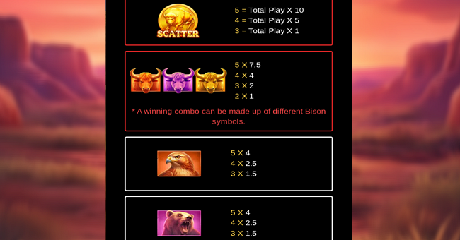 super ascent charge bison paytable 1 paytable