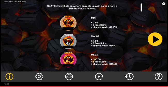 super hot chicken wins paytable 1 paytable