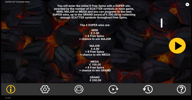 super hot chicken wins paytable 2 paytable