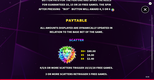 super lion bonanza jackpot paytable 1 paytable