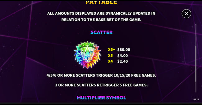 super lion bonanza no pjp paytable 1 paytable