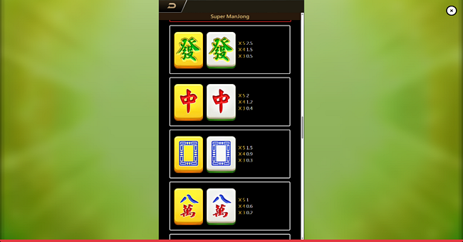 super mahjong paytable 1 paytable