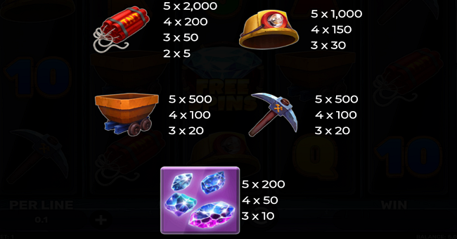super miner mega gems paytable 1 paytable