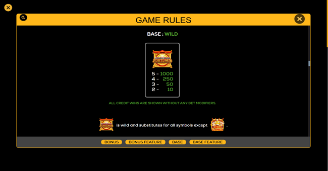 super stack fortunes paytable 1 paytable