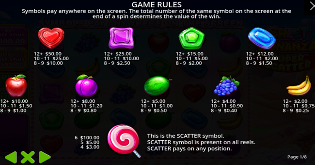 sweet bonanza super scatter paytable paytable