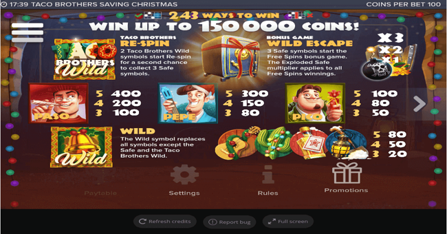 taco brothers paytable paytable
