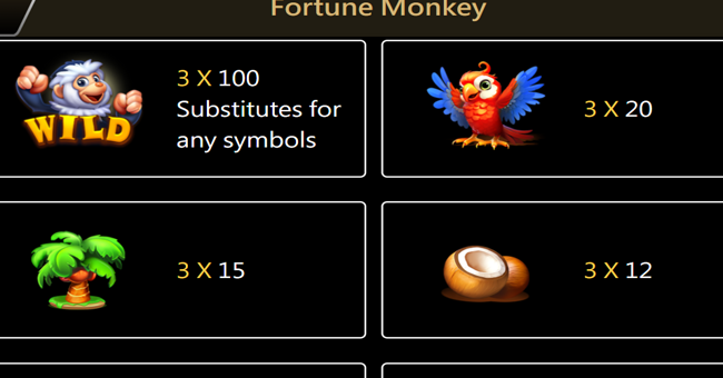 tada gaming fortune monkey paytable 1 paytable