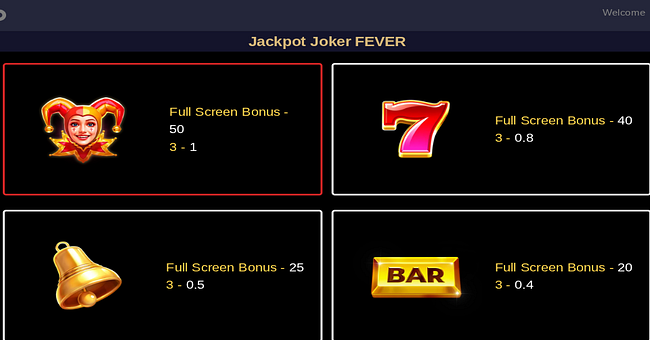 tada gaming jackpot joker fever paytable 1 paytable