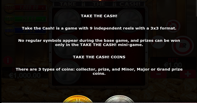take the cash paytable 1 paytable