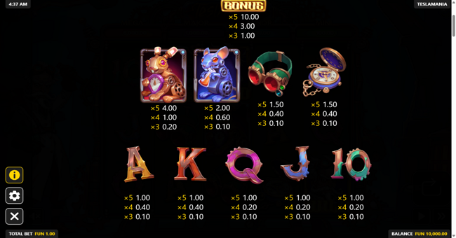 teslamania paytable 2 paytable