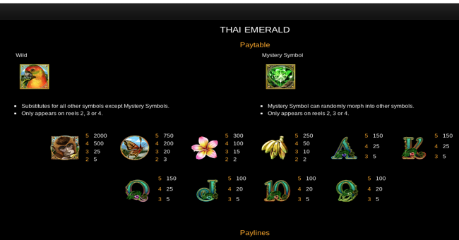 thai emerald paytable paytable