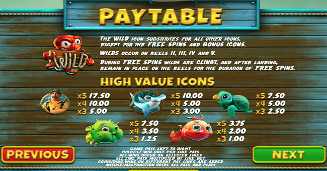 the angler 1 paytable