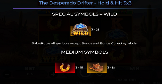 the desperado drifter hold and hit 3x3 paytable 1 paytable