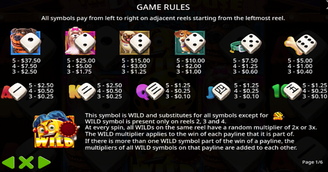 the dog house dice show paytable paytable