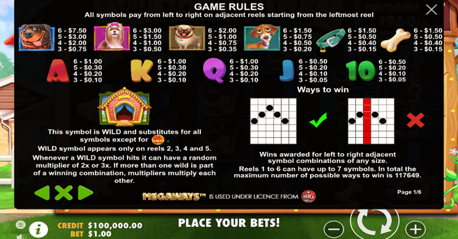 the dog house megaways 1 paytable