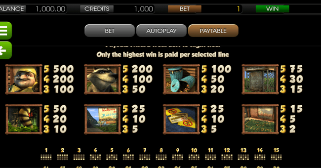 the exterminator 1 paytable