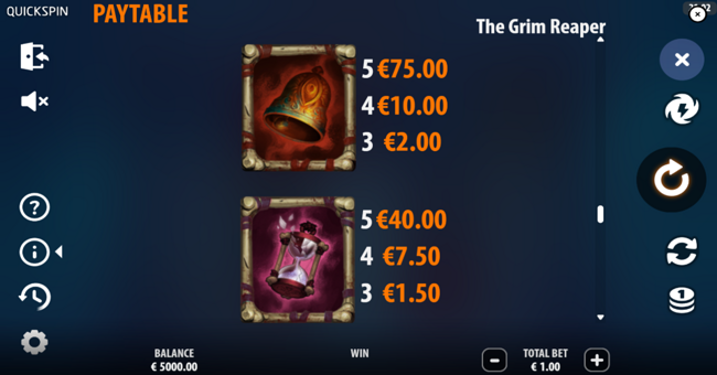 the grim reaper paytable 2 paytable