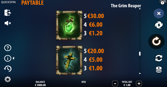 the grim reaper paytable 3 paytable