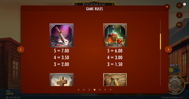 the gunman of goldwood paytable 2 paytable