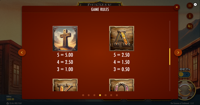 the gunman of goldwood paytable 3 paytable