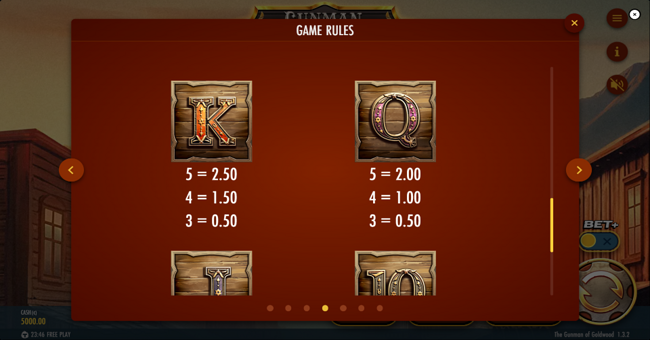 the gunman of goldwood paytable 4 paytable