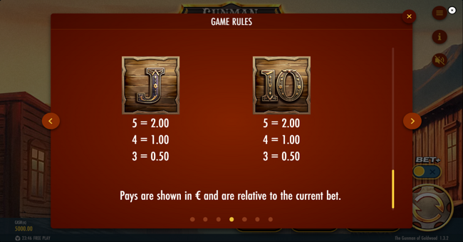 the gunman of goldwood paytable 5 paytable