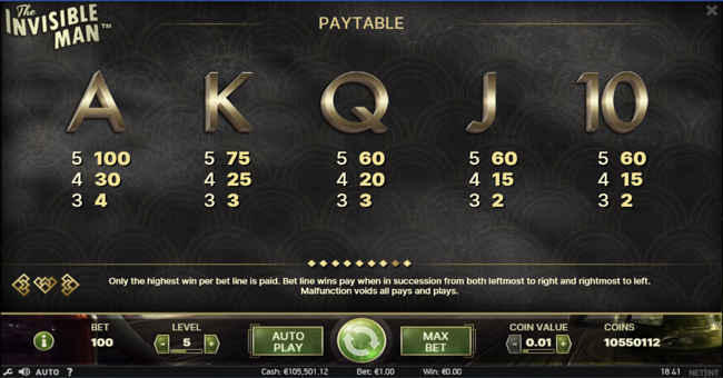 the invisible man paytable 2 paytable