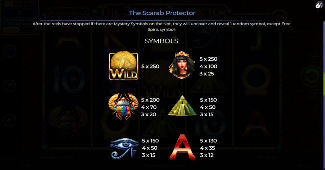the scarab protector paytable 2 paytable