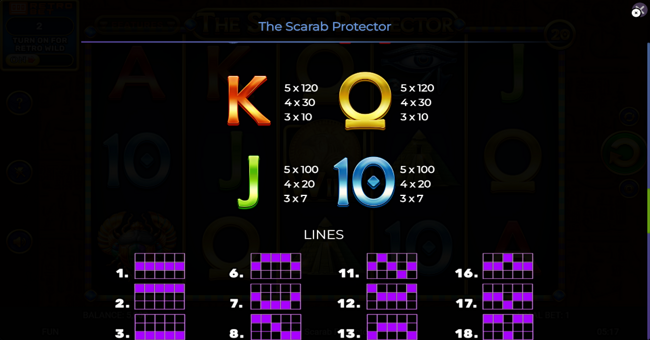 the scarab protector paytable 3 paytable