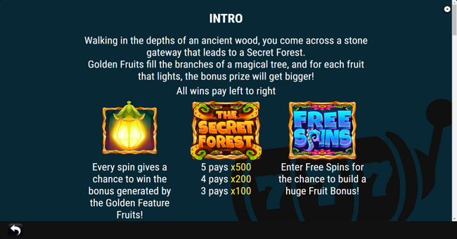 the secret forest paytable 1 paytable