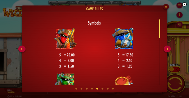 the wildos 2 paytable 1 paytable