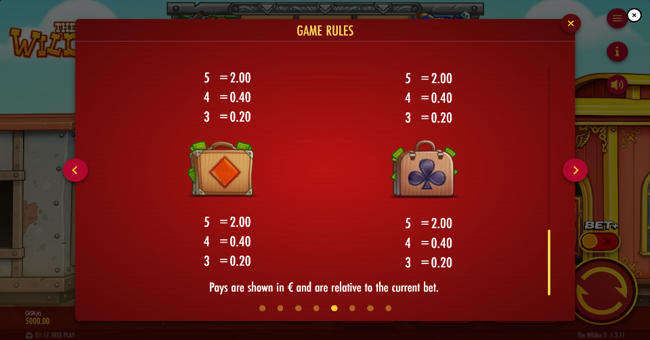 the wildos 2 paytable 5 paytable