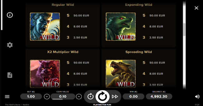 the wolfs bane paytable 2 paytable