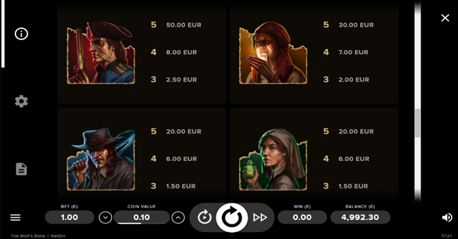 the wolfs bane paytable 3 paytable