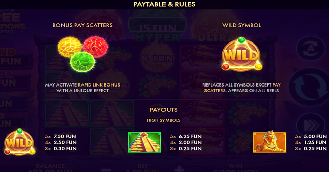 three civilizations bonus combo paytable 1 paytable